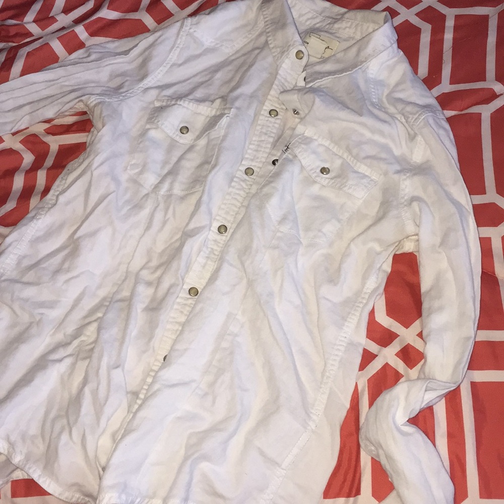 Button down white tee